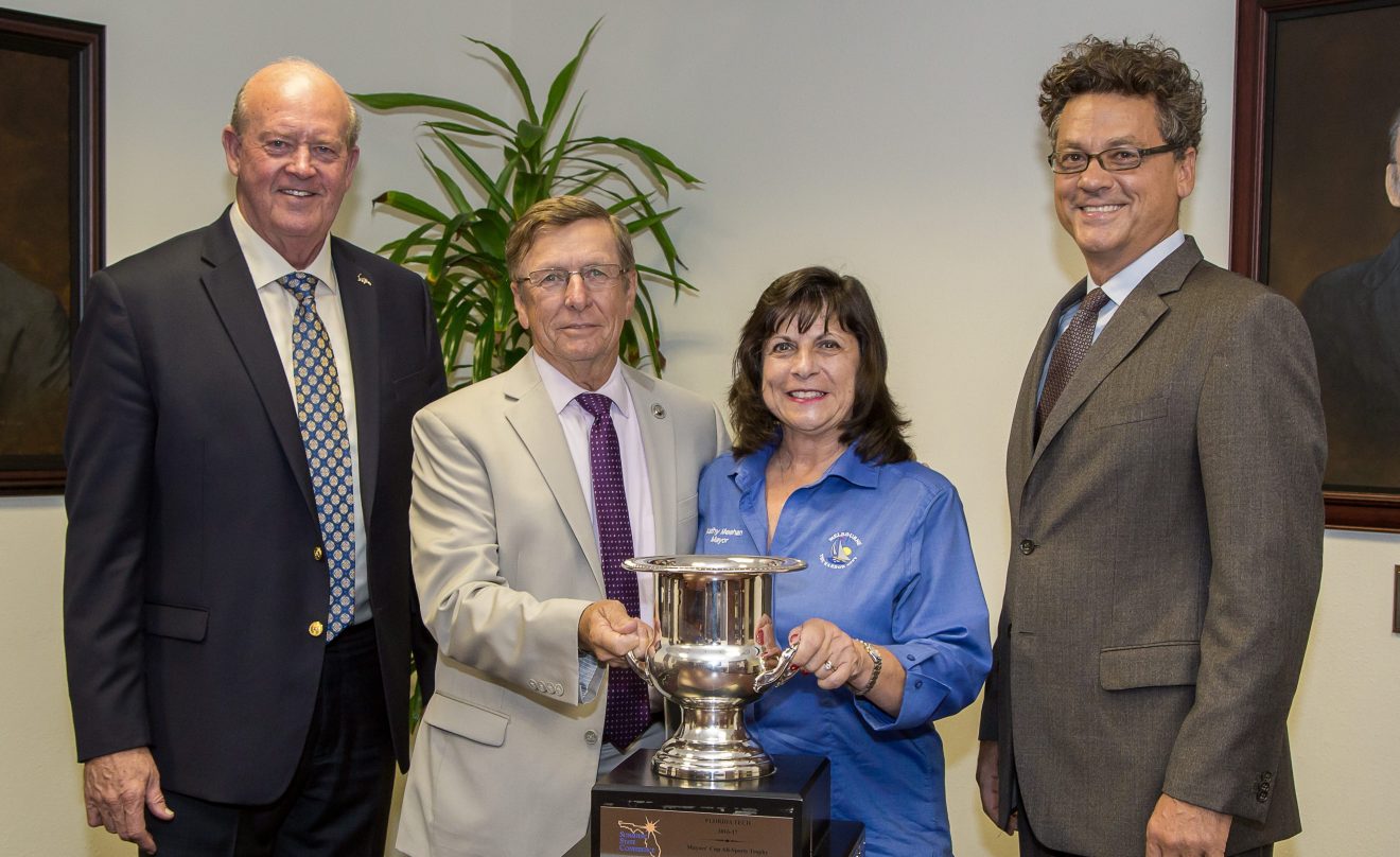 Photo of Florida Tech, President McCay Presented Mayors’ Cup Trophy