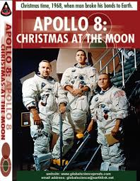 Photo of the cover of a VHS video about the Apollo 8 mission including photos of astronauts James Lovell, William Anders and Frank Borman