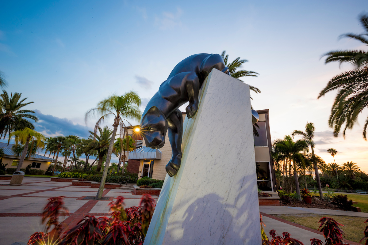 Florida Tech's Panther Plaza at sunset