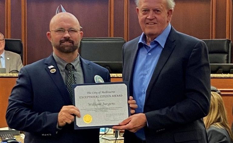 Photo of Jurgens Recognized with Melbourne’s Exceptional Citizen Award