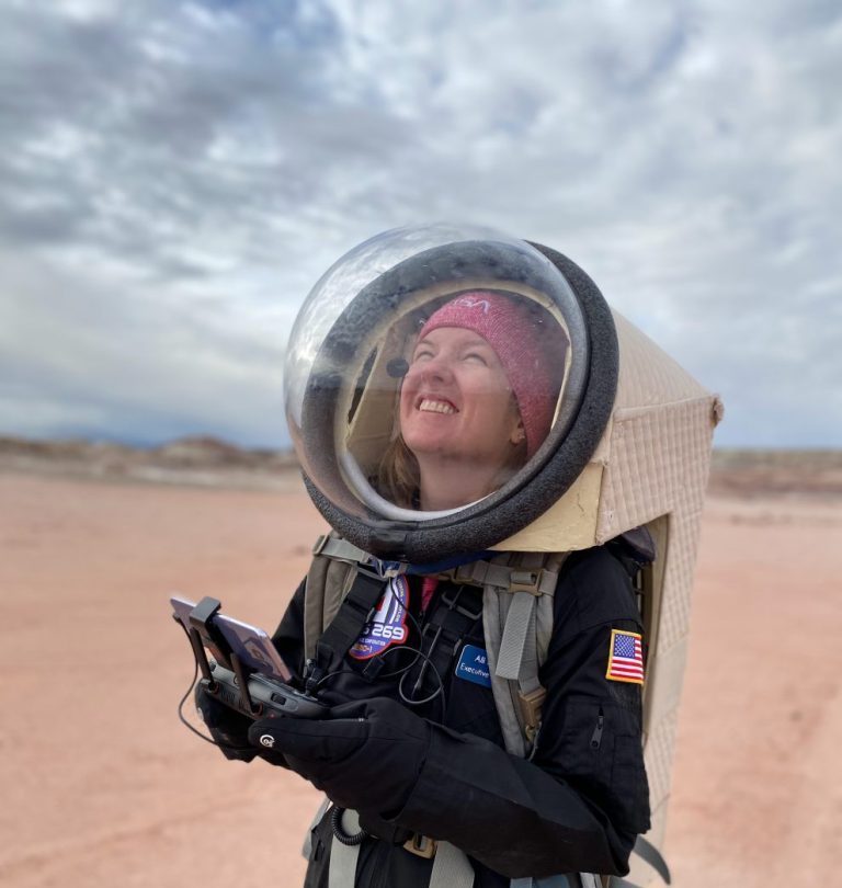 Allison Taylor ’05 during her mars simulation experience at the Mars Desert Research Station.