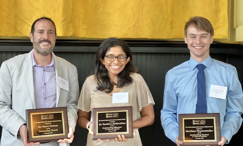 Photo of Student, Faculty Honored with Awards at American Chemical Society banquet