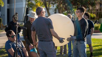 Photo of Meteorology Students, Faculty Deploy Weather Balloon from Crawford Green